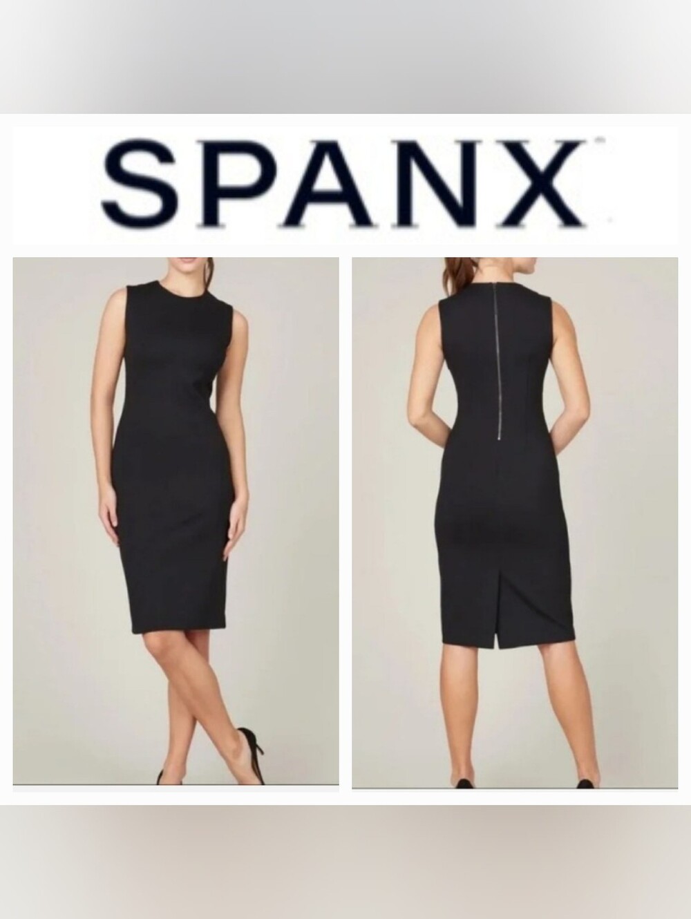 Spanx The Perfect Fitted Sleeveless Sheath Dress Classic Black Sz S - Picture 3 of 16